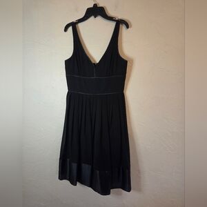 Evan Picone Black Dress Size 6 Sleeveless V-Neck Pleated Skirt Trim Semi Formal